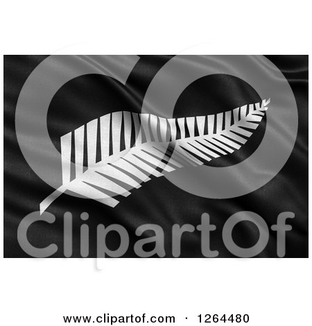 Clipart of a 3d Rippling Newly Proposed Silver Fern Flag of New Zealand - Royalty Free Illustration by stockillustrations