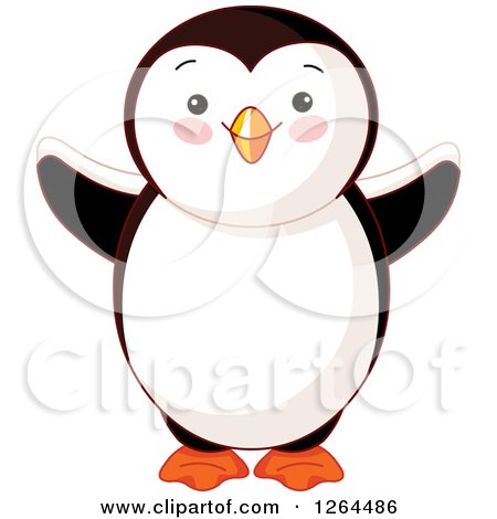 Clipart of a Cute Welcoming Penguin - Royalty Free Vector Illustration by Pushkin
