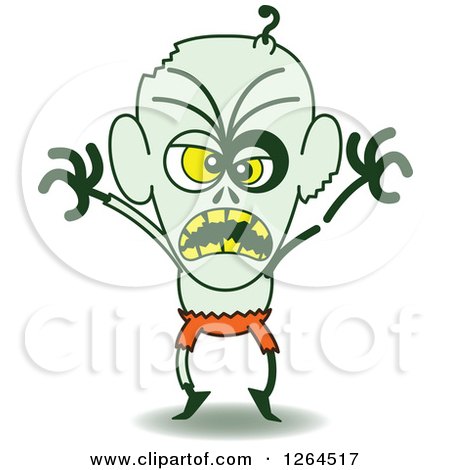 Clipart of a Halloween Zombie Being Scary - Royalty Free Vector Illustration by Zooco