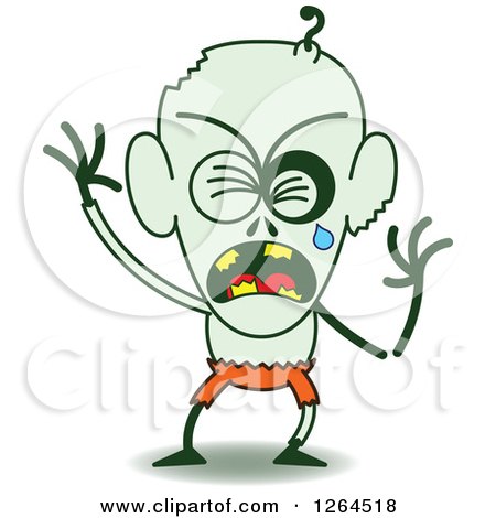 Clipart of a Sad Halloween Zombie Crying - Royalty Free Vector Illustration by Zooco