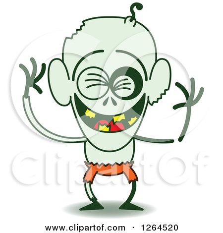 Clipart of a Halloween Zombie Laughing - Royalty Free Vector Illustration by Zooco