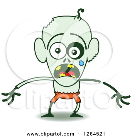 Clipart of a Scared Halloween Zombie Crying - Royalty Free Vector Illustration by Zooco