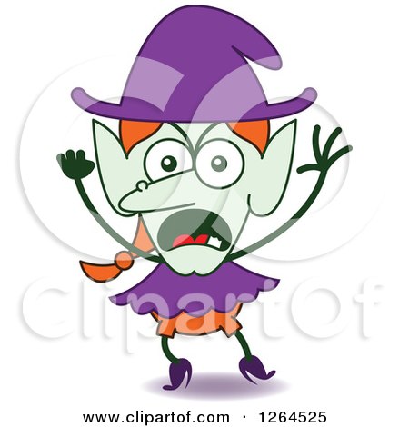 Clipart of a Furious Halloween Witch - Royalty Free Vector Illustration by Zooco