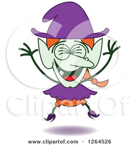 Clipart of a Halloween Witch Laughing - Royalty Free Vector Illustration by Zooco