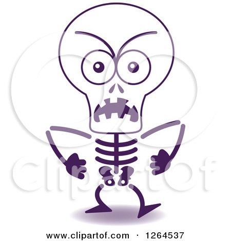 Clipart of a Furious Halloween Skeleton - Royalty Free Vector Illustration by Zooco