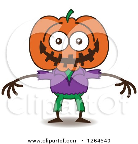 Clipart of a Halloween Scarecrow Grinning from Embarrassment - Royalty Free Vector Illustration by Zooco