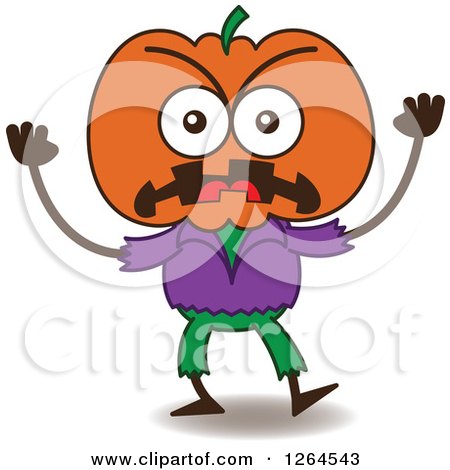 Clipart of a Furious Halloween Jackolantern Scarecrow - Royalty Free Vector Illustration by Zooco