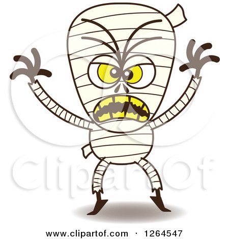 Clipart of a Halloween Mummy Being Scary - Royalty Free Vector Illustration by Zooco