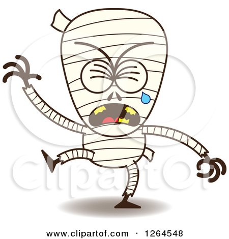 Clipart of a Sad Halloween Mummy Crying - Royalty Free Vector Illustration by Zooco