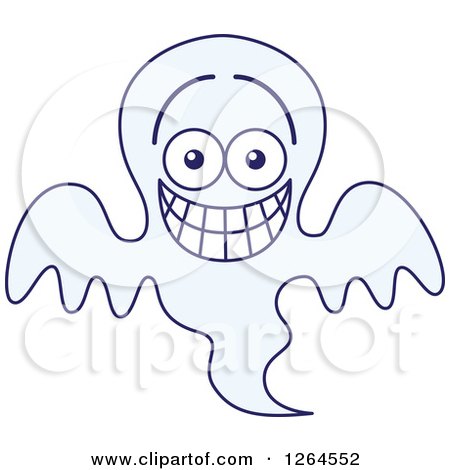 Clipart of a Halloween Ghost Grinning from Embarrassment - Royalty Free Vector Illustration by Zooco