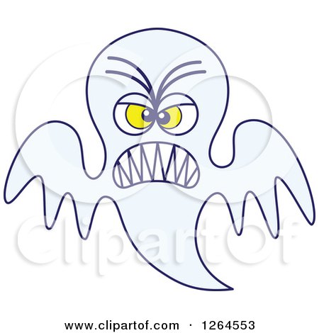 Clipart of a Halloween Ghost Being Scary - Royalty Free Vector Illustration by Zooco