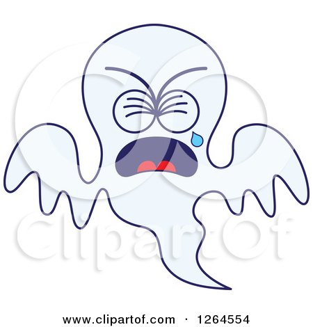 Clipart of a Sad Halloween Ghost Crying - Royalty Free Vector Illustration by Zooco