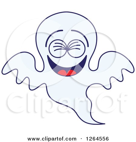 Clipart of a Halloween Ghost Laughing - Royalty Free Vector Illustration by Zooco