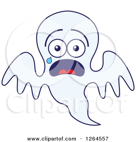Clipart of a Scared Halloween Ghost Crying - Royalty Free Vector Illustration by Zooco