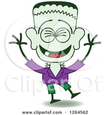 Clipart of a Halloween Frankenstein Laughing - Royalty Free Vector Illustration by Zooco