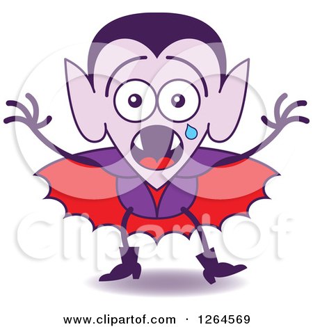 Clipart of a Scared Halloween Dracula Vampire Crying - Royalty Free Vector Illustration by Zooco