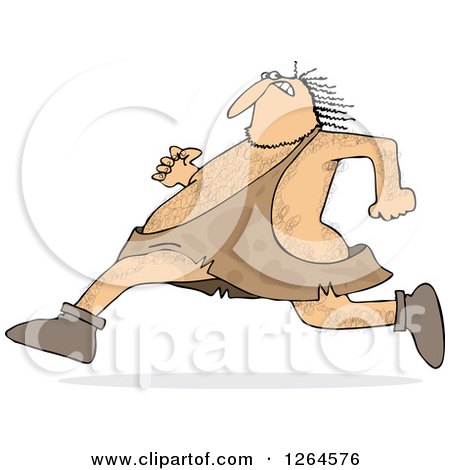 Clipart of a Hairy Caveman Running - Royalty Free Vector Illustration by djart