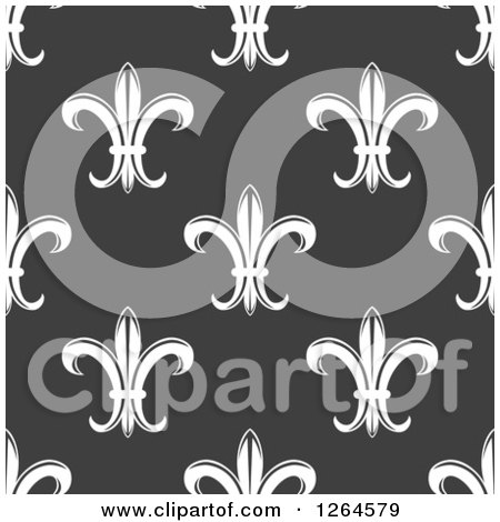 Clipart of a Seamless Background Pattern of White Fleur De Lis on Gray - Royalty Free Vector Illustration by Vector Tradition SM
