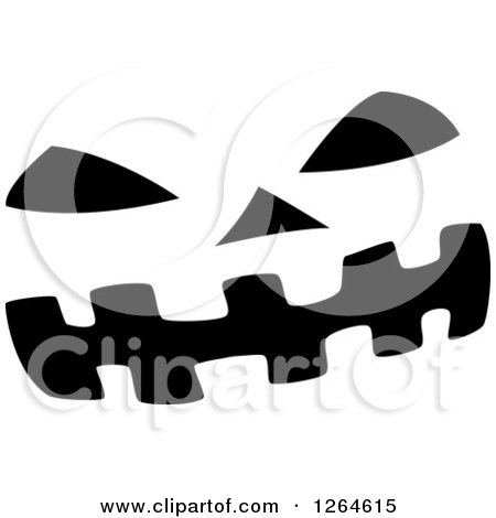 Clipart of a Black and White Jackolantern Pumpkin Face - Royalty Free Vector Illustration by Vector Tradition SM