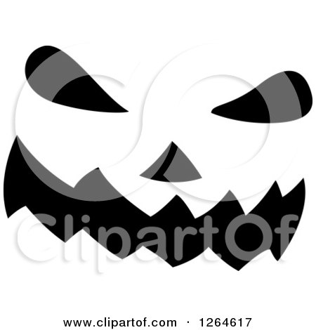 Clipart of a Black and White Jackolantern Pumpkin Face - Royalty Free Vector Illustration by Vector Tradition SM
