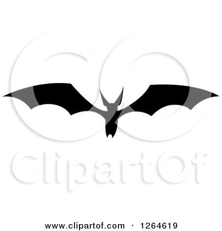 Clipart of a Flying Black Vampire Bat - Royalty Free Vector Illustration by Vector Tradition SM