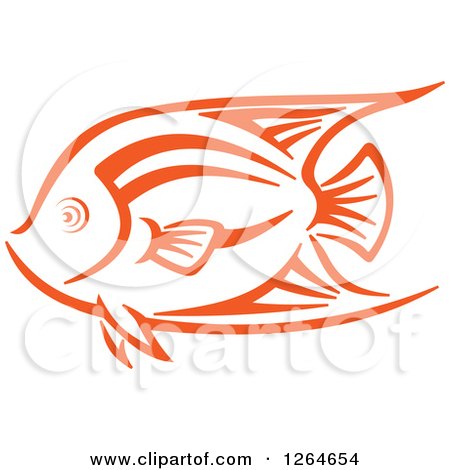 Clipart of a Sketched Orange Marine Fish - Royalty Free Vector Illustration by Vector Tradition SM