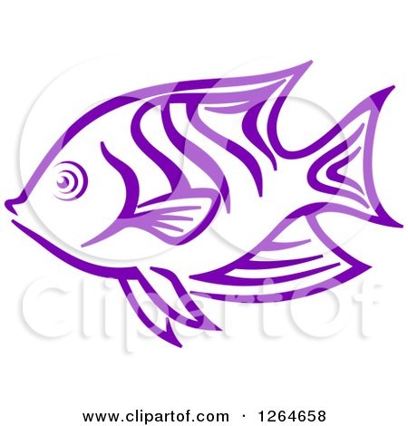 Clipart of a Sketched Purple Marine Fish - Royalty Free Vector Illustration by Vector Tradition SM