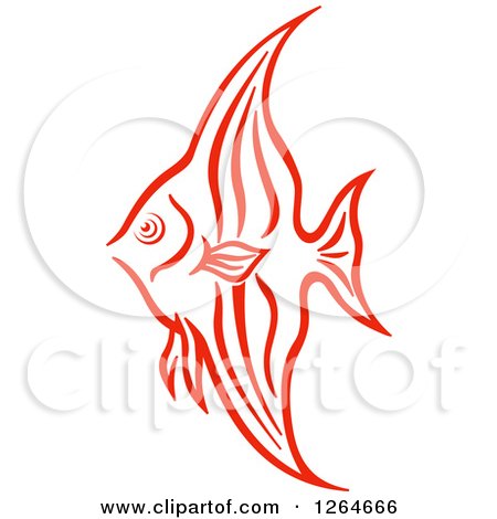 Clipart of a Sketched Red Marine Fish - Royalty Free Vector Illustration by Vector Tradition SM