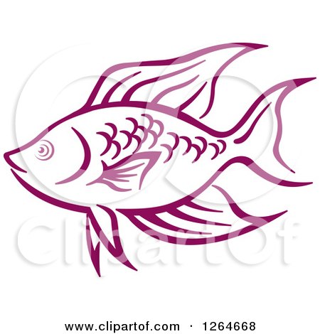 Clipart of a Sketched Purple Marine Fish - Royalty Free Vector Illustration by Vector Tradition SM
