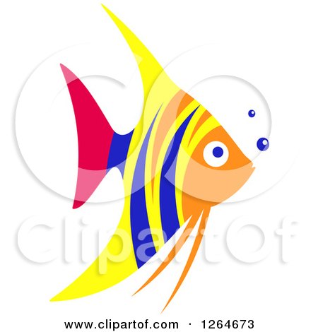 Clipart of a Colorful Marine Angel Fish - Royalty Free Vector Illustration by Vector Tradition SM
