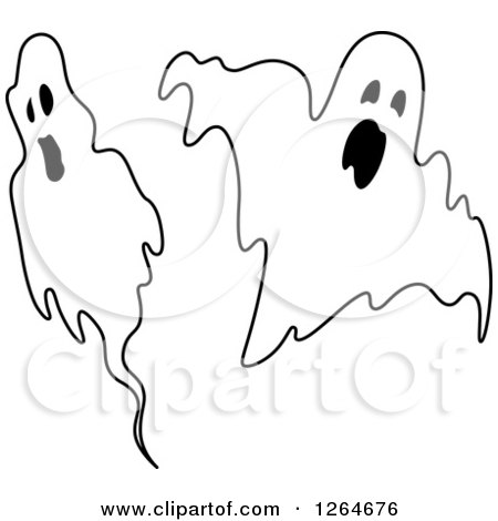 Clipart of Black and White Ghosts - Royalty Free Vector Illustration by Vector Tradition SM