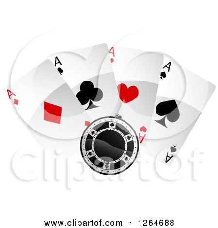 Clipart of a Poker Chip with Playing Cards - Royalty Free Vector Illustration by Vector Tradition SM