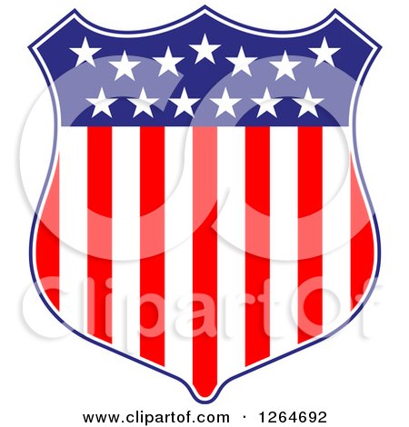 Clipart of a Patriotic American Stars and Stripes Shield - Royalty Free Vector Illustration by Vector Tradition SM