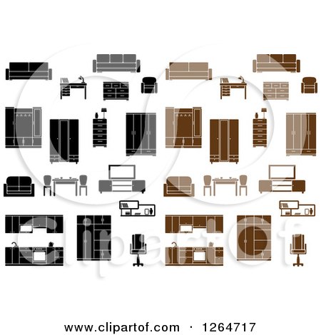 Clipart of Black and Brown Furniture - Royalty Free Vector Illustration by Vector Tradition SM
