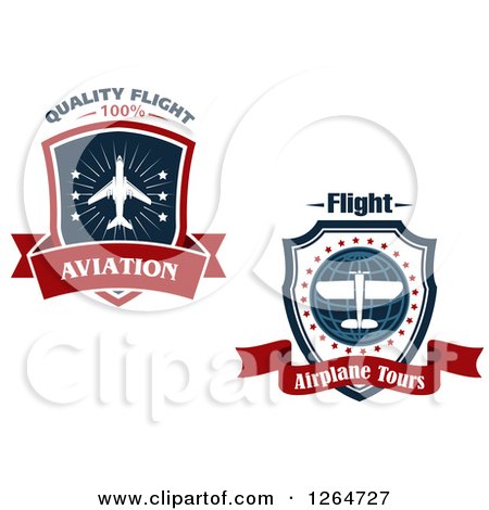 Clipart of Airplane Shield Designs - Royalty Free Vector Illustration by Vector Tradition SM