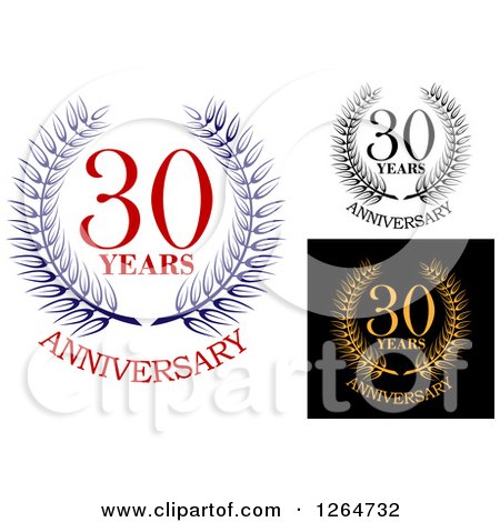 Clipart of 30 Years Anniversary Designs - Royalty Free Vector Illustration by Vector Tradition SM