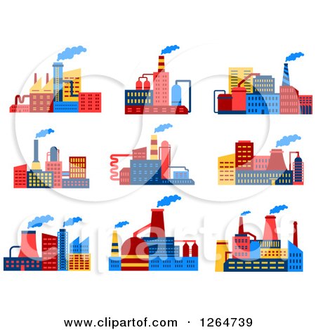 Clipart of Colorful Plant Factory Buildings - Royalty Free Vector Illustration by Vector Tradition SM