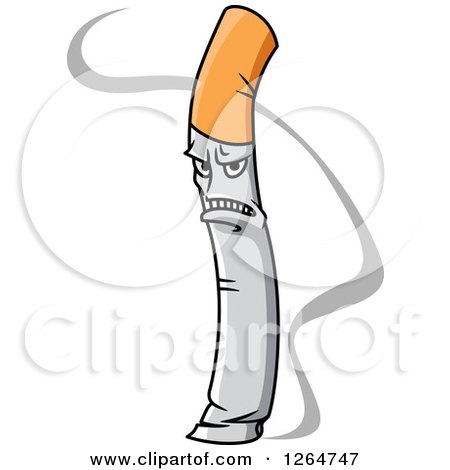 Clipart of a Mad Smoking Cigarette - Royalty Free Vector Illustration by Vector Tradition SM