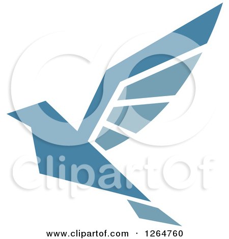Clipart of a Flying Blue Bird - Royalty Free Vector Illustration by Vector Tradition SM