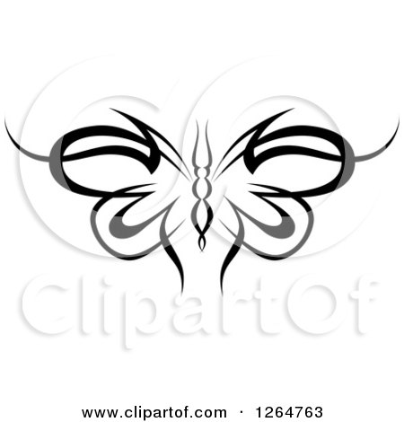 Clipart of a Black and White Tribal Butterfly - Royalty Free Vector Illustration by Vector Tradition SM