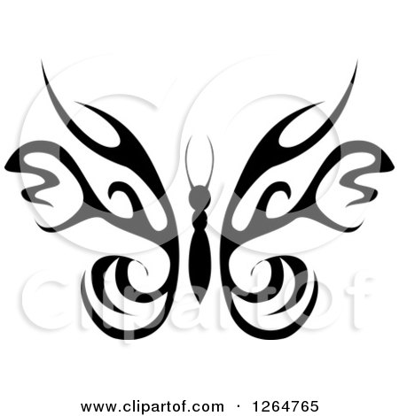 Clipart of a Black and White Tribal Butterfly - Royalty Free Vector Illustration by Vector Tradition SM