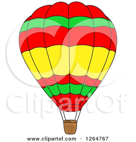 Clipart of a Red Green and Yellow Hot Air Balloon - Royalty Free Vector Illustration by Vector Tradition SM