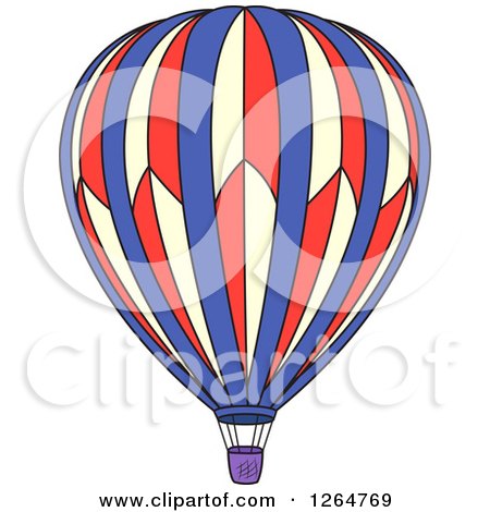 Clipart of a Blue Red and Tan Hot Air Balloon - Royalty Free Vector Illustration by Vector Tradition SM