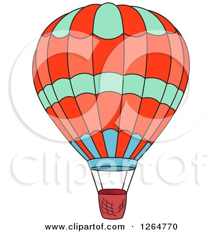 Clipart of a Green Red and Blue Hot Air Balloon - Royalty Free Vector Illustration by Vector Tradition SM