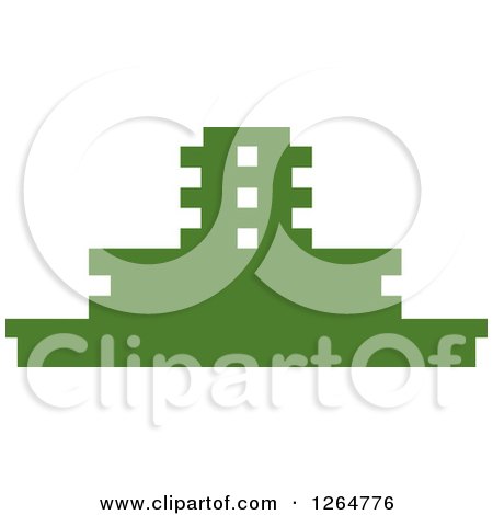 Clipart of a Green City Skyscraper Building - Royalty Free Vector Illustration by Vector Tradition SM