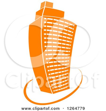 Clipart of a Tall Orange City Skyscraper Highrise Building - Royalty Free Vector Illustration by Vector Tradition SM