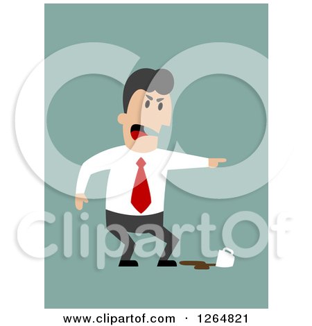 Clipart of a Furious Businessman with a Spilled Coffee - Royalty Free Vector Illustration by Vector Tradition SM