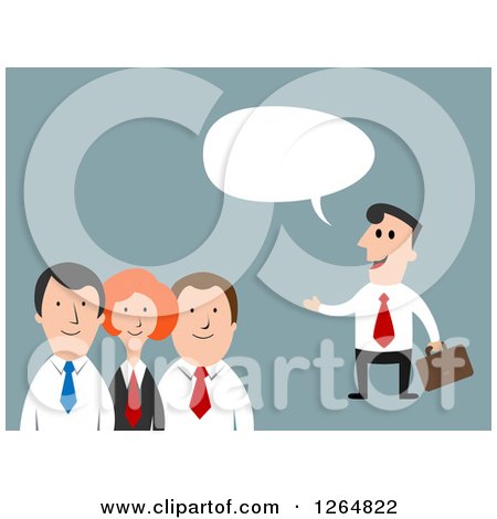 Clipart of a Businessman Talking to a Team - Royalty Free Vector Illustration by Vector Tradition SM