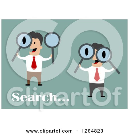 Clipart of Businessmen Searching over Green - Royalty Free Vector Illustration by Vector Tradition SM