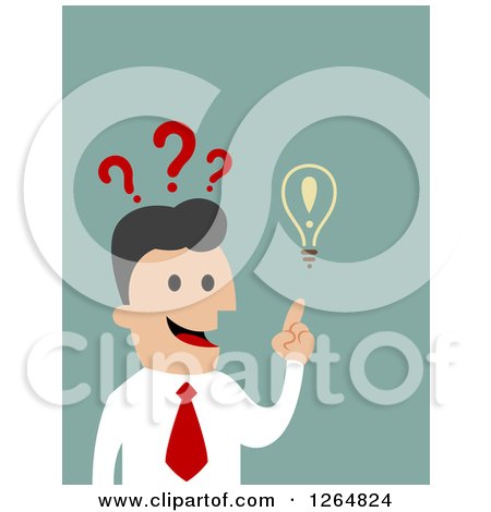 Clipart of a Smart Businessman with an Idea over Green - Royalty Free Vector Illustration by Vector Tradition SM